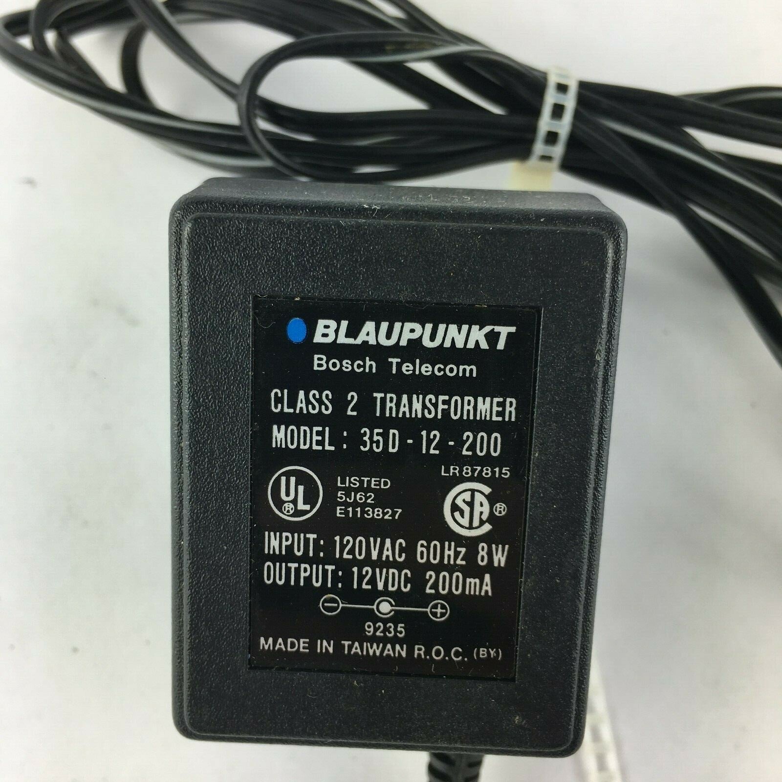 Genuine Blaupunkt 35D-12-200 Class 2 Output 12V 200mA Power Supply Adapter A17