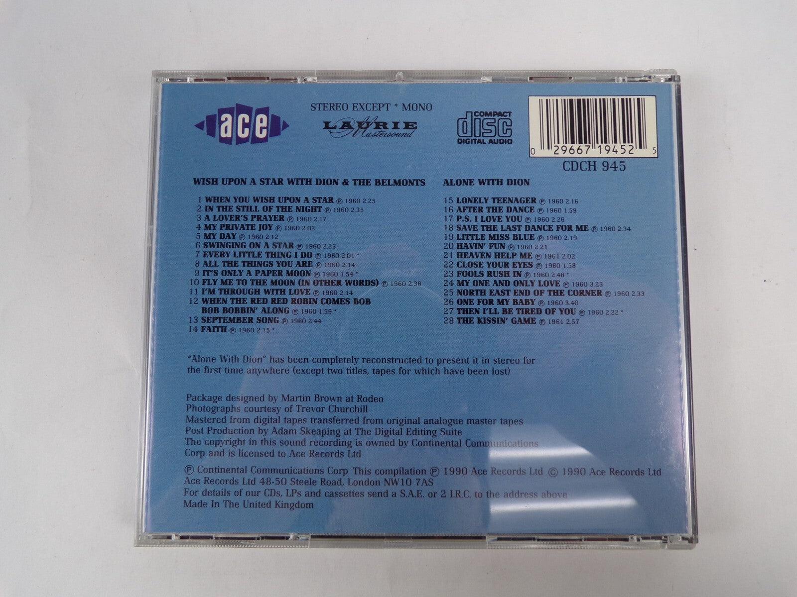 Wish Upon A Star With Dion & Dion The Belmonts Alone With Dion CD #26