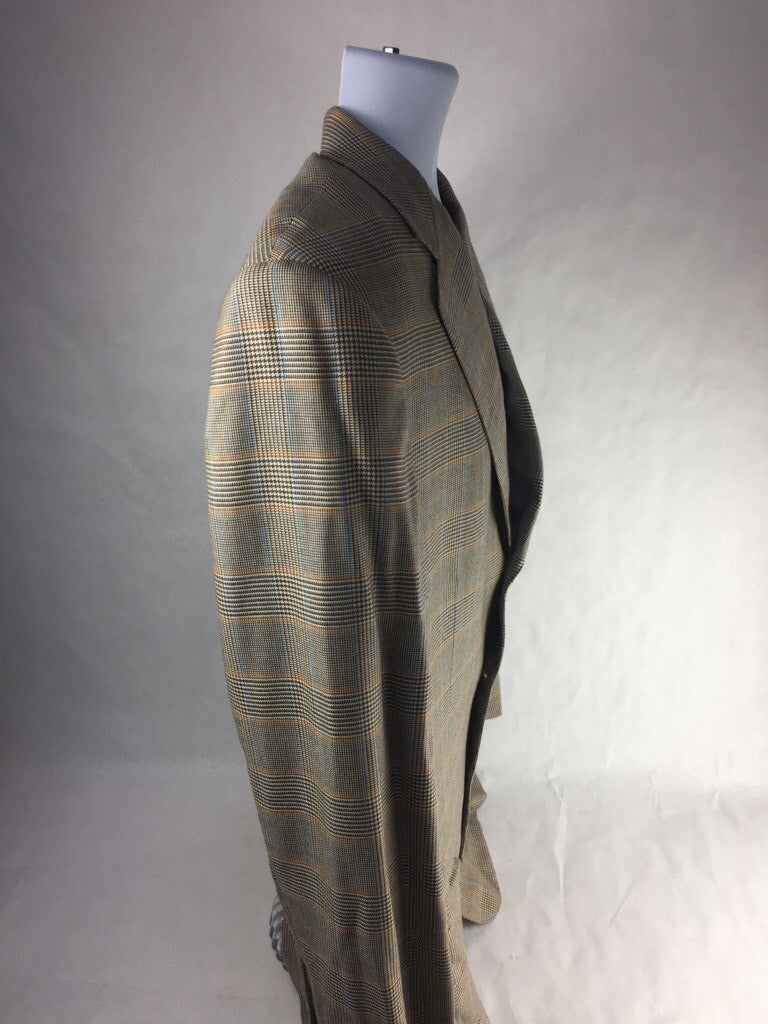Ermenegildo Zegna Neiman Marcus Mens Suit Jacket Brown Glen Check Cashmere 54