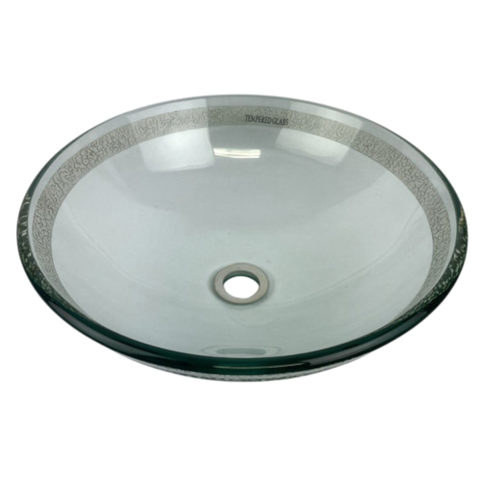 Bathroom Glass Vessel Sink Drain Faucet Clear Tempered Combo Basin Bowl 17"x5.5"