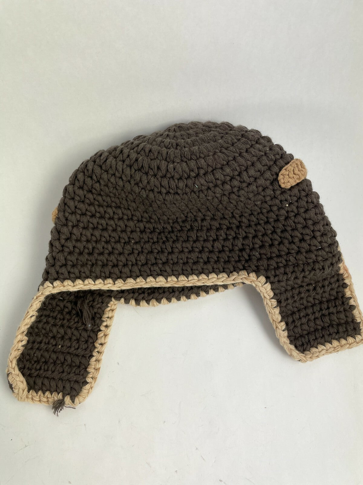 Wool Hat hand knitted baby aviator trapper style - Toddler 12-18 months