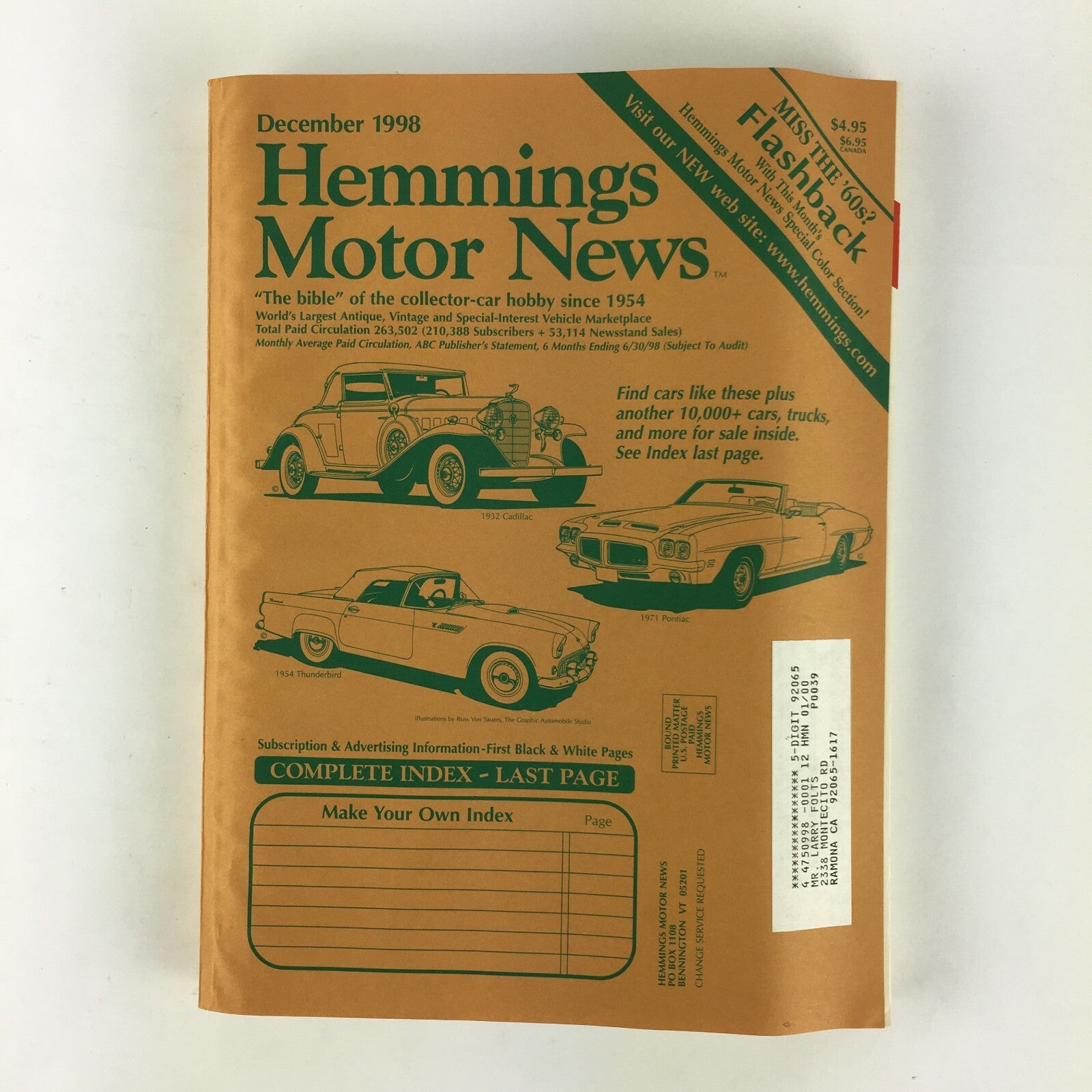 December 1998 Hemmings Motor News Miss The '60 ? Flashback