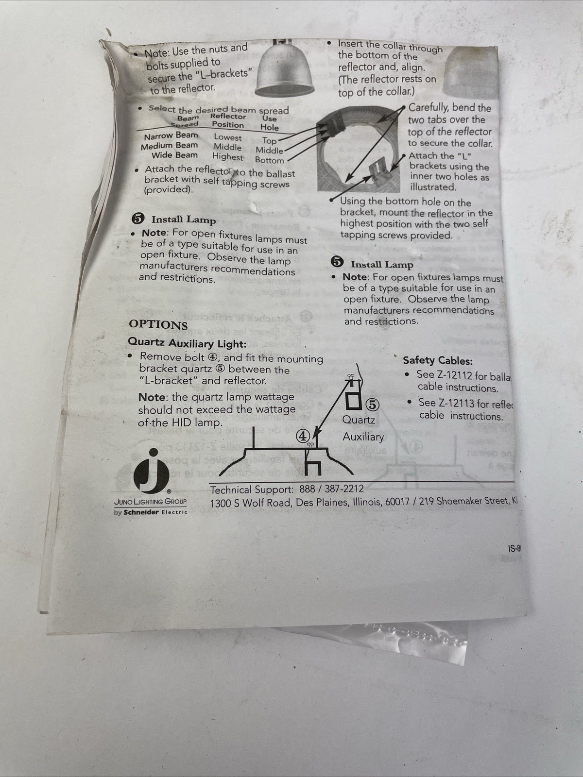JUNO LIGHTING ACCULITE HI-LUX MODEL ALX400PSQT15PLS 400w Bulb Ballast NOS - LOOK