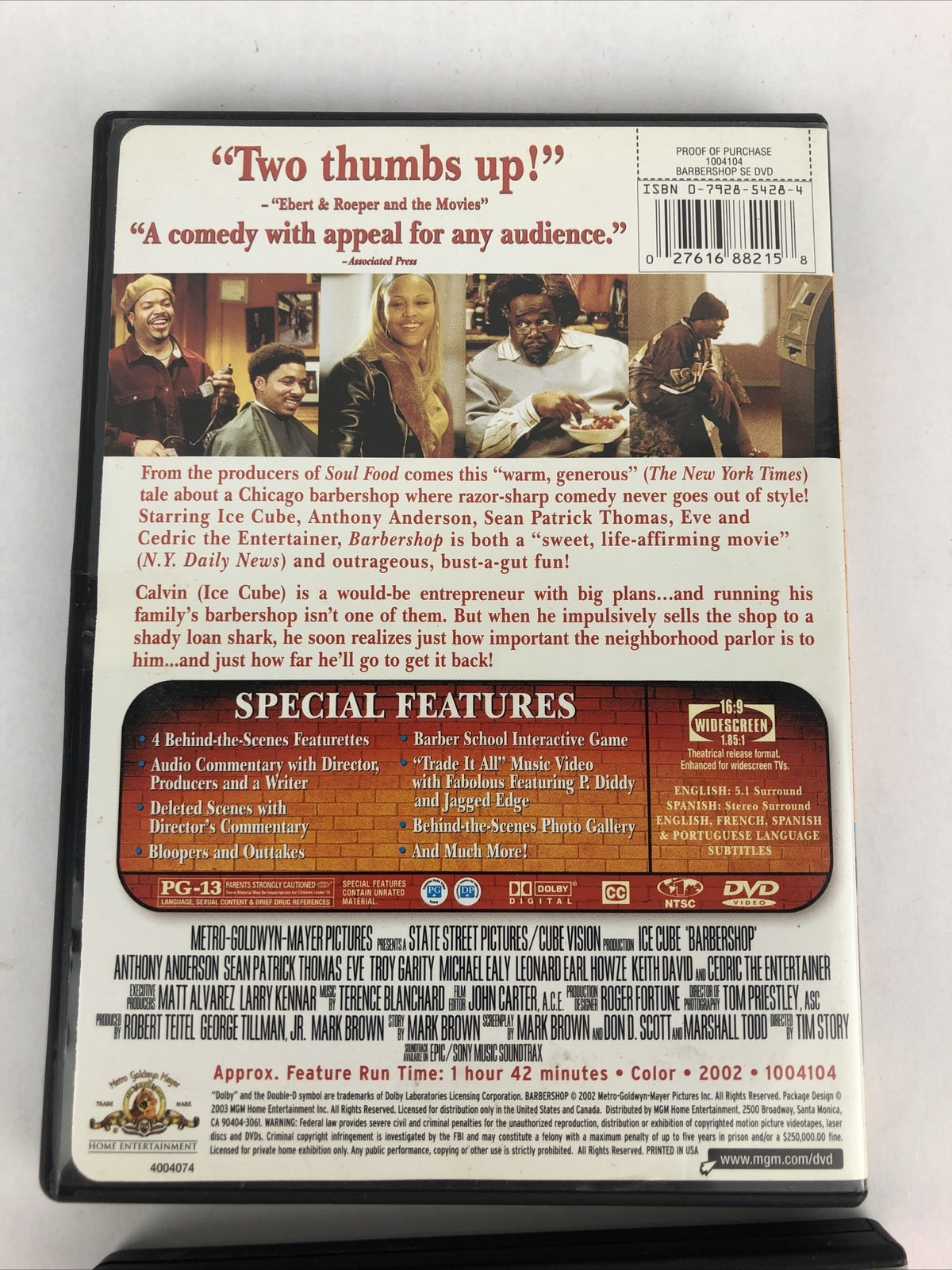 Barber Shop 1 & 2 LOT Back In Business DVD Movie Ice Cube Cedric The Entertainer