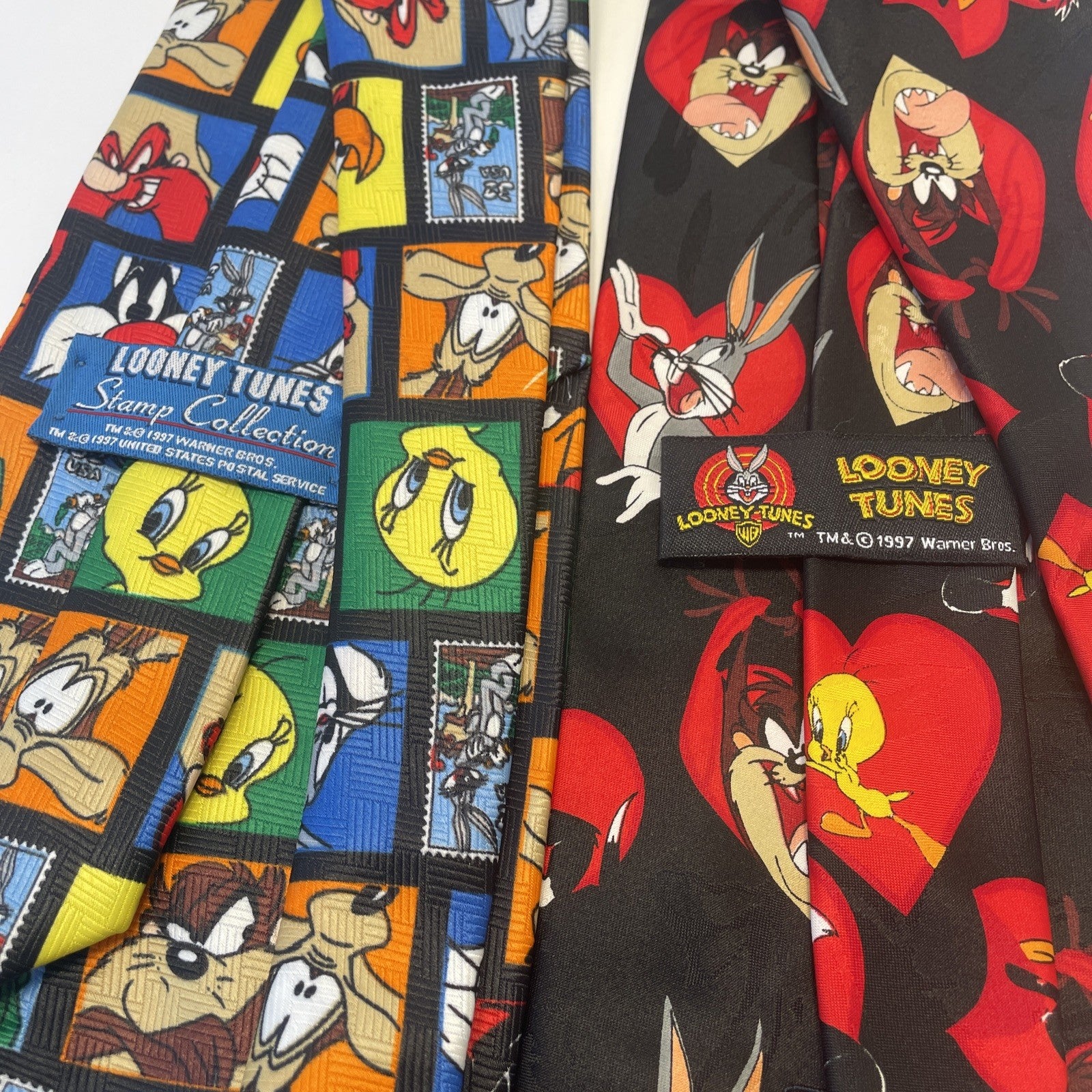 Looney Tunes, Disney, Sponge BOB, SLINKY Mens Neck Tie Bugs Bunny Taz LOT OF 9