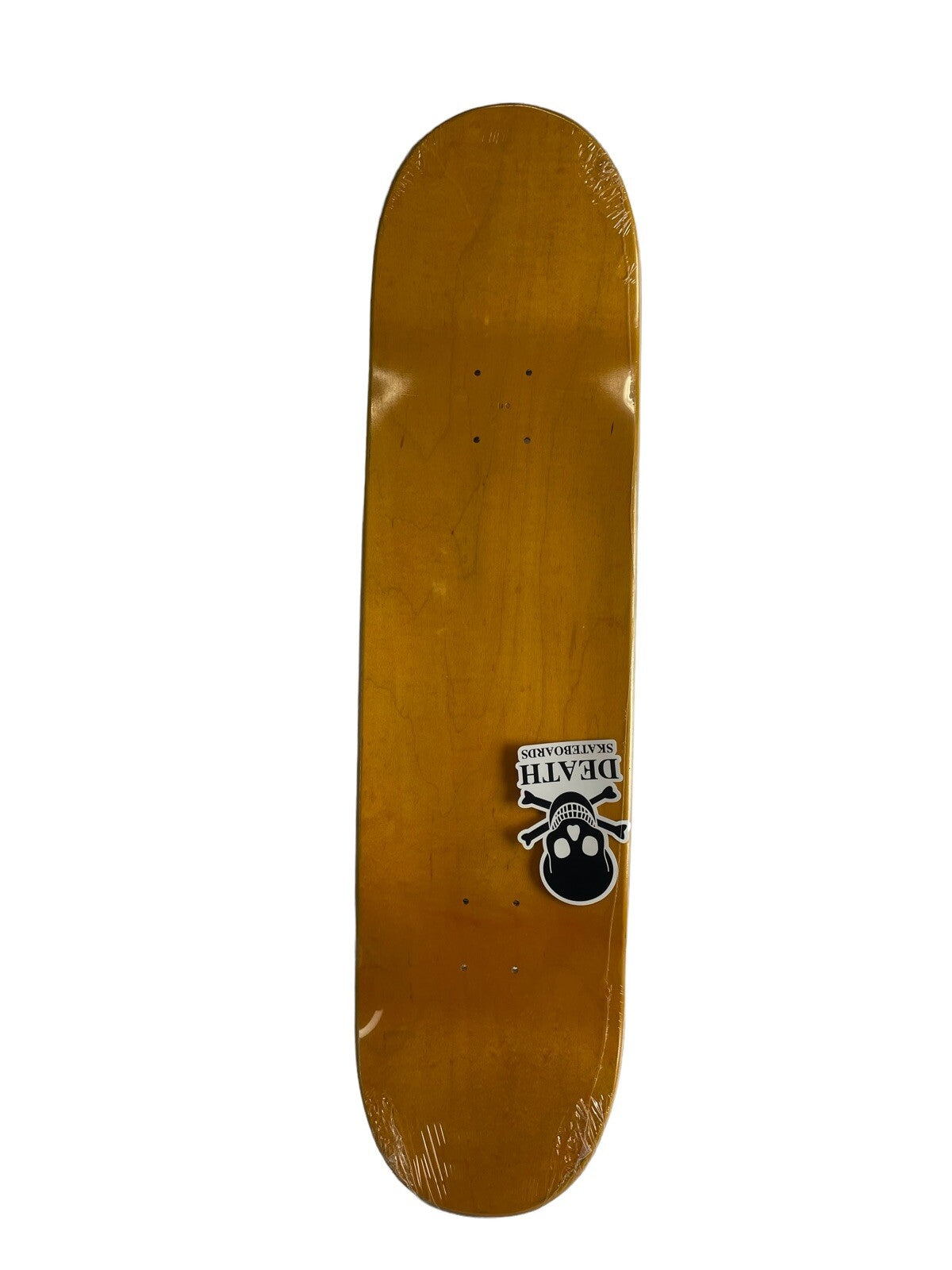 Death Skateboards Dan Cates Jack in the Box Clown Pro orange 8.75-inch skateboard deck with grip tape.