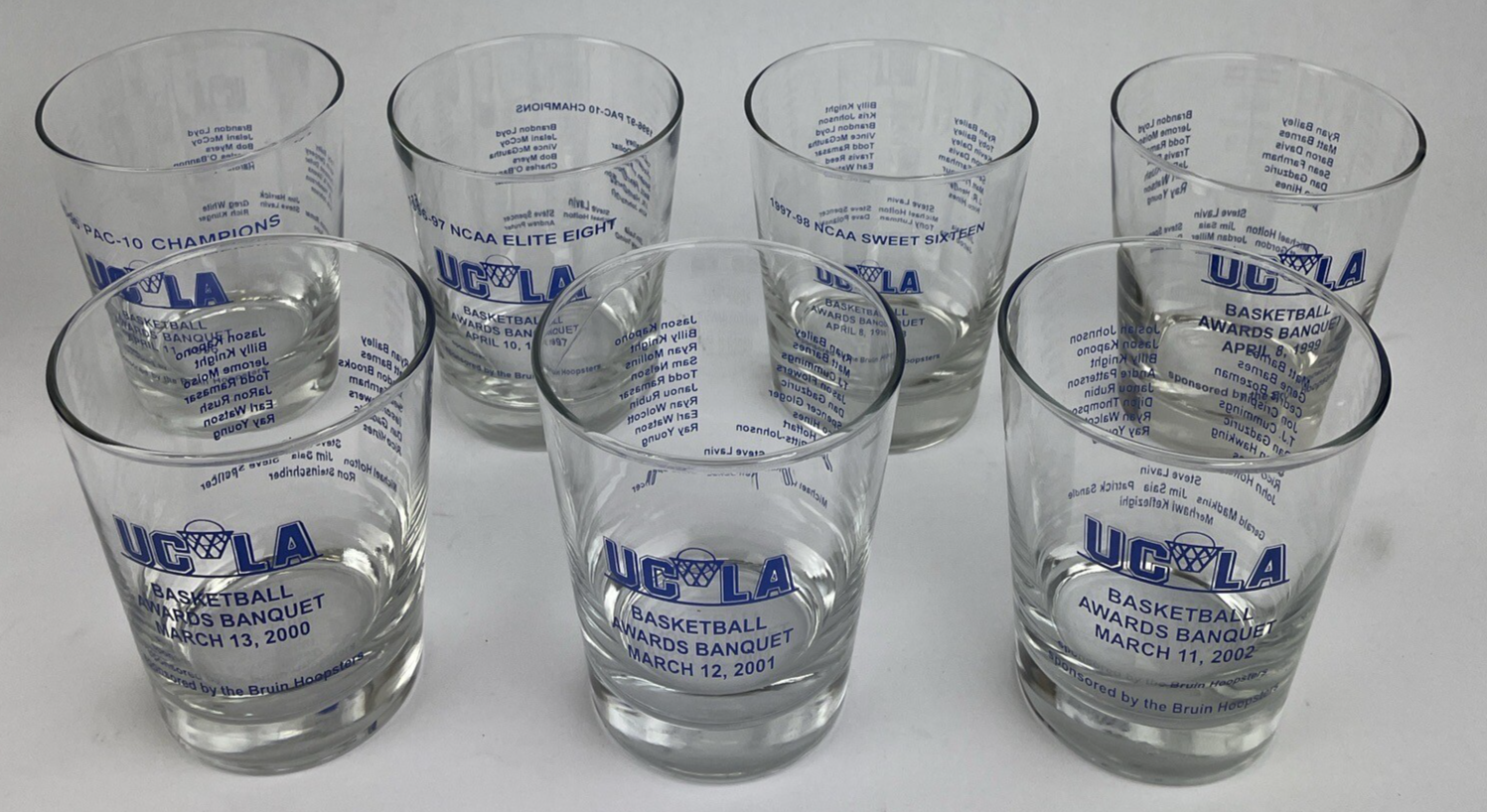 7 x UCLA Bruins Basketball Awards Banquet Highball Glass 96 97 98 99 00 01 02
