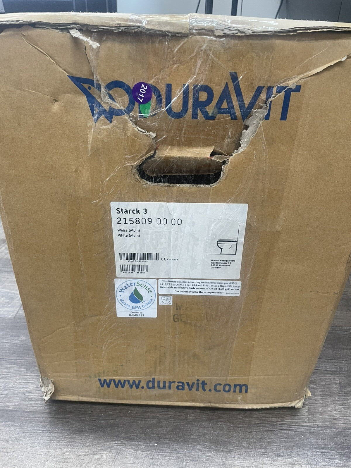 Duravit 2158090000 Starck 3 Rough In Floor Mount Elongated Toilet Bowl White