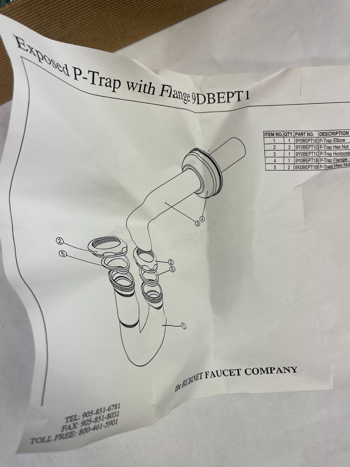 Rubinet 9DPT1TB Exposed P-Trap with Flange 9DBEPT1