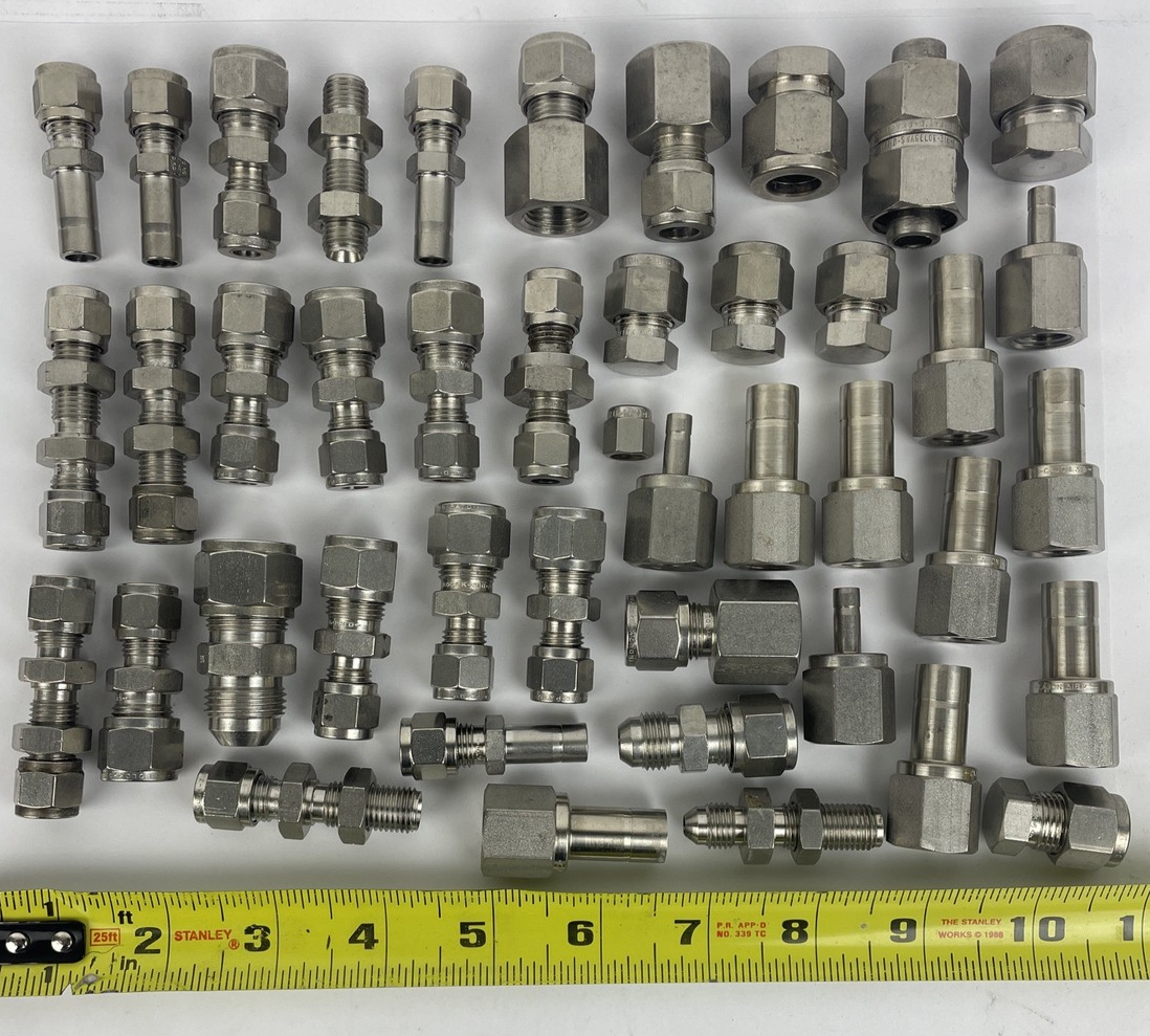 Large Lot Of SWAGELOK CAJON GYROLOK SS Stainless Hydraulic Fittings Asst. Sizes