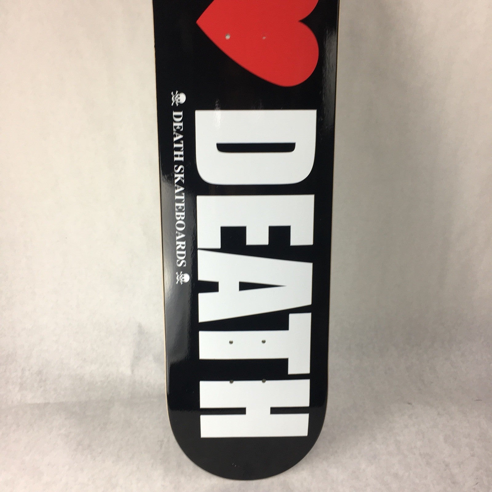 Death Skateboards I Love Death 8.5-inch skateboard deck with grip tape and free shipping.