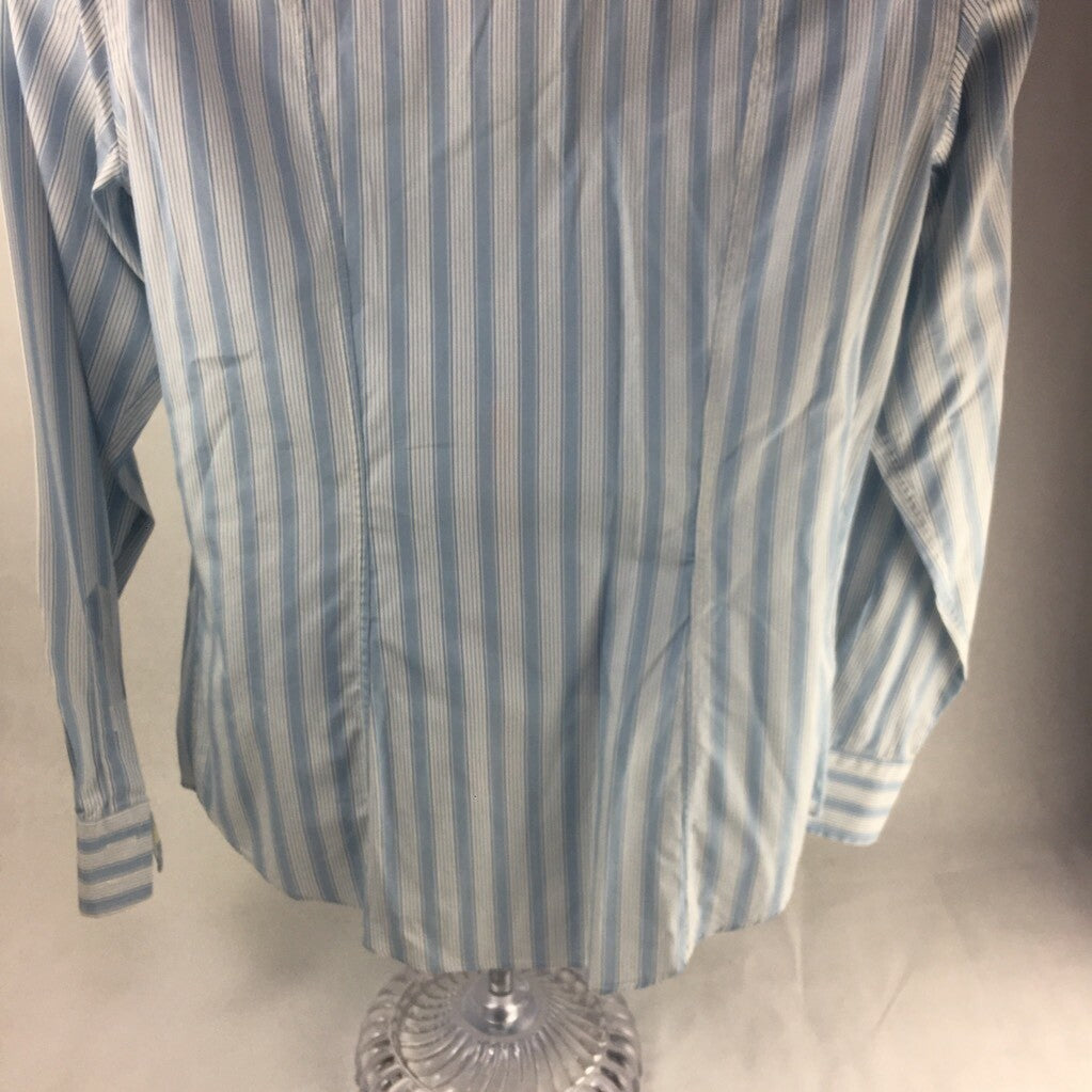Albert Goldberg Faconnable Mens Button Up Shirt Blue Stripe Long Sleeve Cotton S