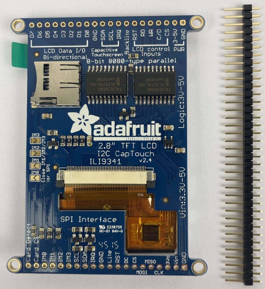 OEM Adafruit 2.8" TFT LCD Breakout Board+ 4-Wire Resistive Touchscreen