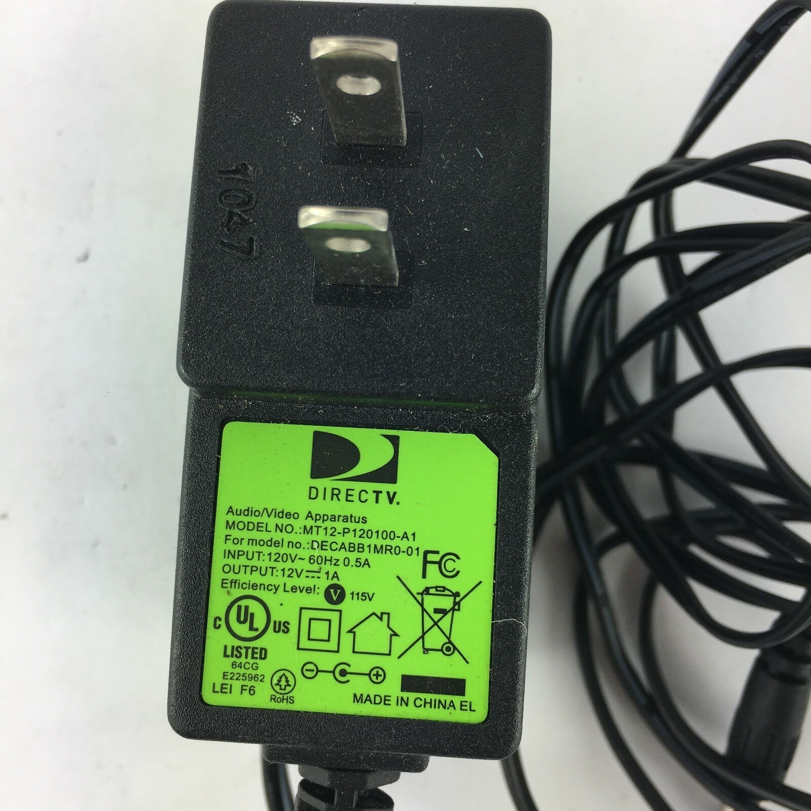 Genuine DirecTv MT12-P120100-A1 Class 2 Output 12V 1A Power Supply Adapter A17