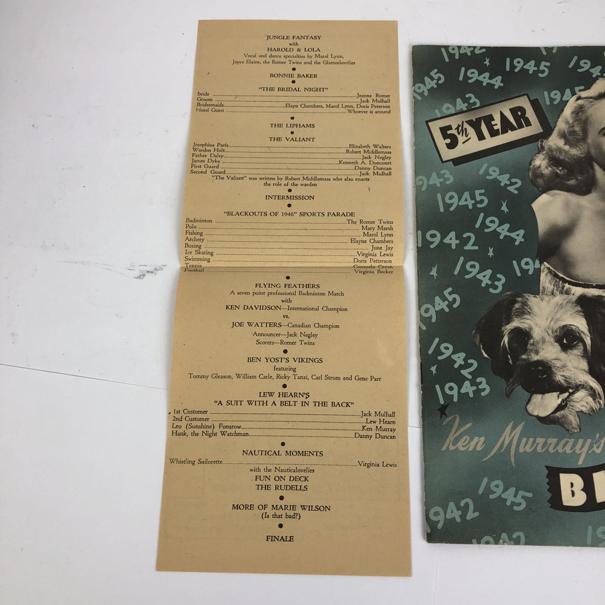Rare Ken Murray's Blackouts Theatre Program 5th year 7th Ed. 1946 El Capitan ++
