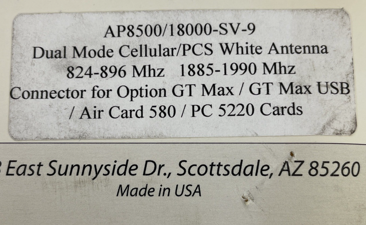NOS Antennas Plus LTE Duel Mode PCS GPS White Perm Mount Antenna 1885-1990 Mhz