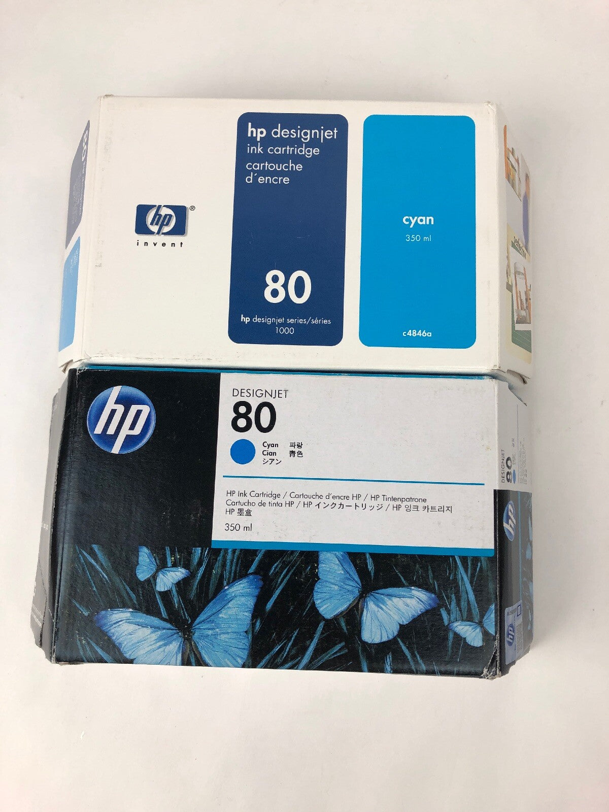 2 X C4846A 80 Genuine New HP Cyan Ink DesignJet 1000 1050 1055 Wide Format -