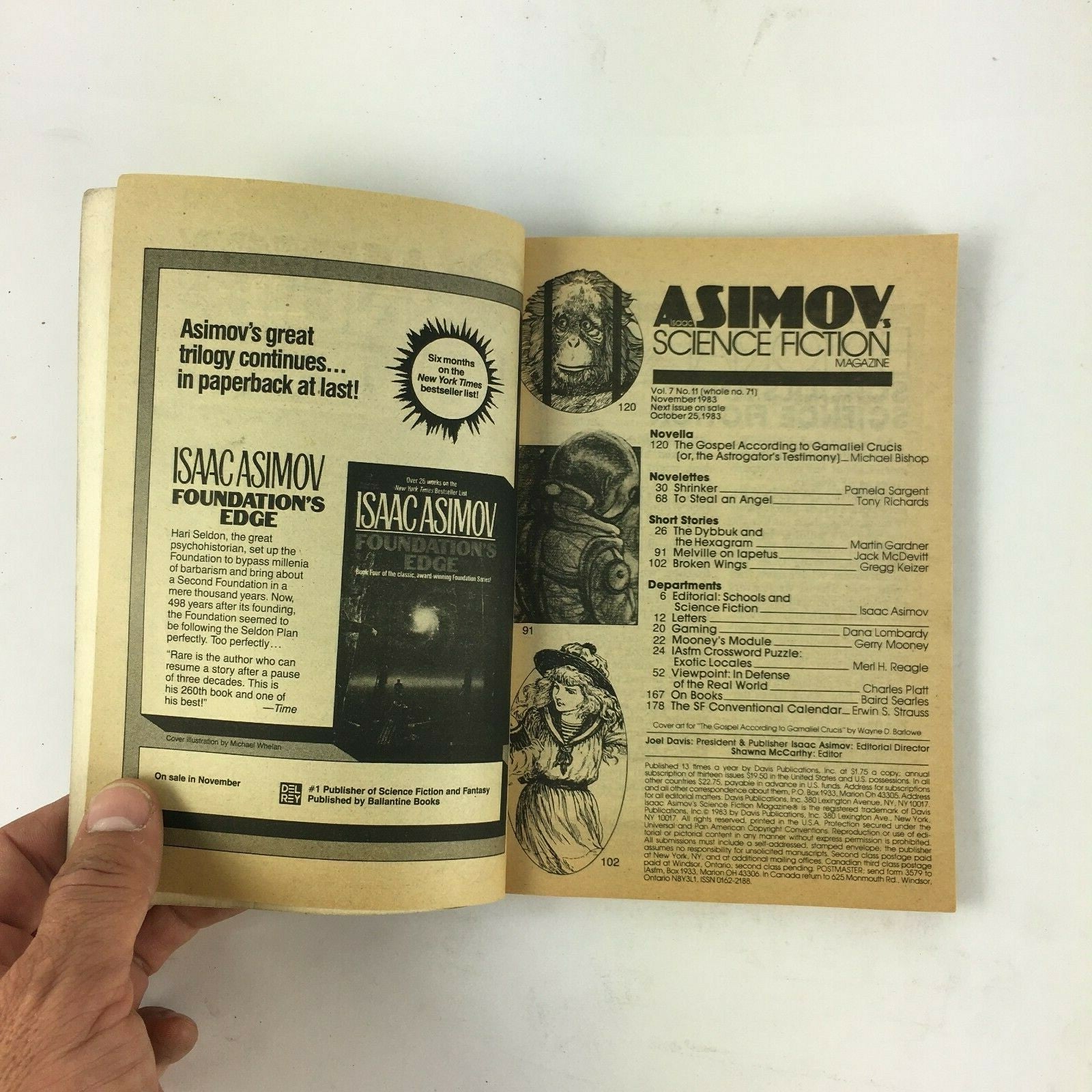 November 1983 Isaac Asimov's Science Fiction Magazine In Dreams of Real World