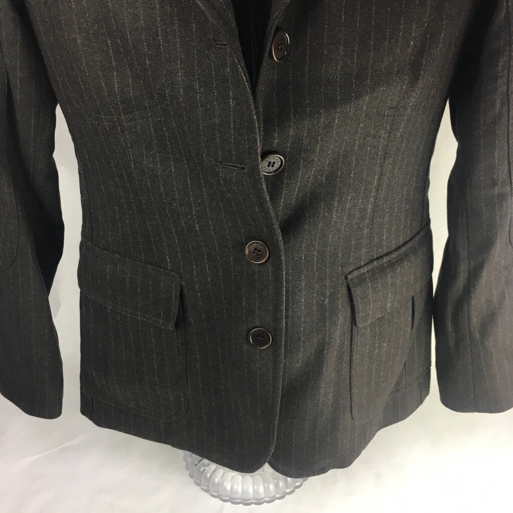 Brooksfield Mens Scoot Jacket Black Pinstripe Layered Puffer 100% Wool Italy 44