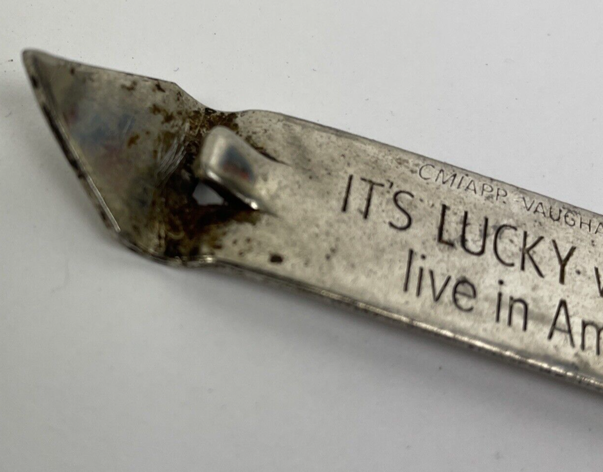 Vintage Lucky Lager Can Beer Bottle Opener "IT'S LUCKY When You Live in America"
