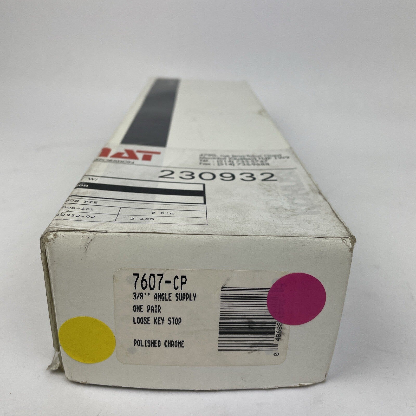 Kohler 7607-CP angle supply stops pair chrome 3/8 NPT loose key