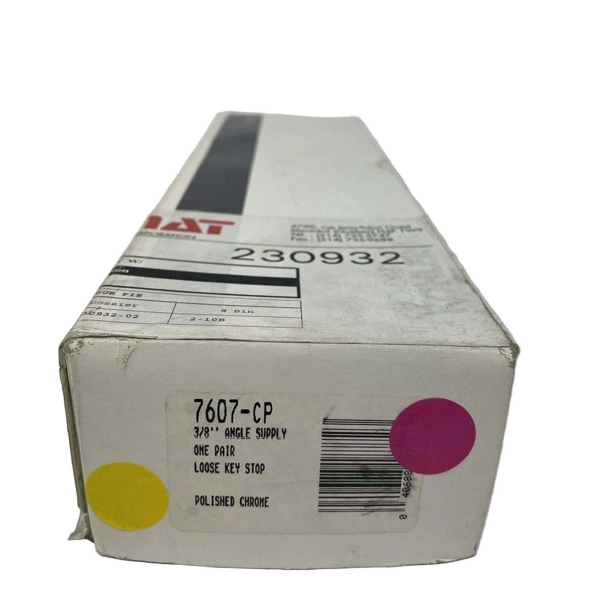 Kohler 7607-CP angle supply stops pair chrome 3/8 NPT loose key
