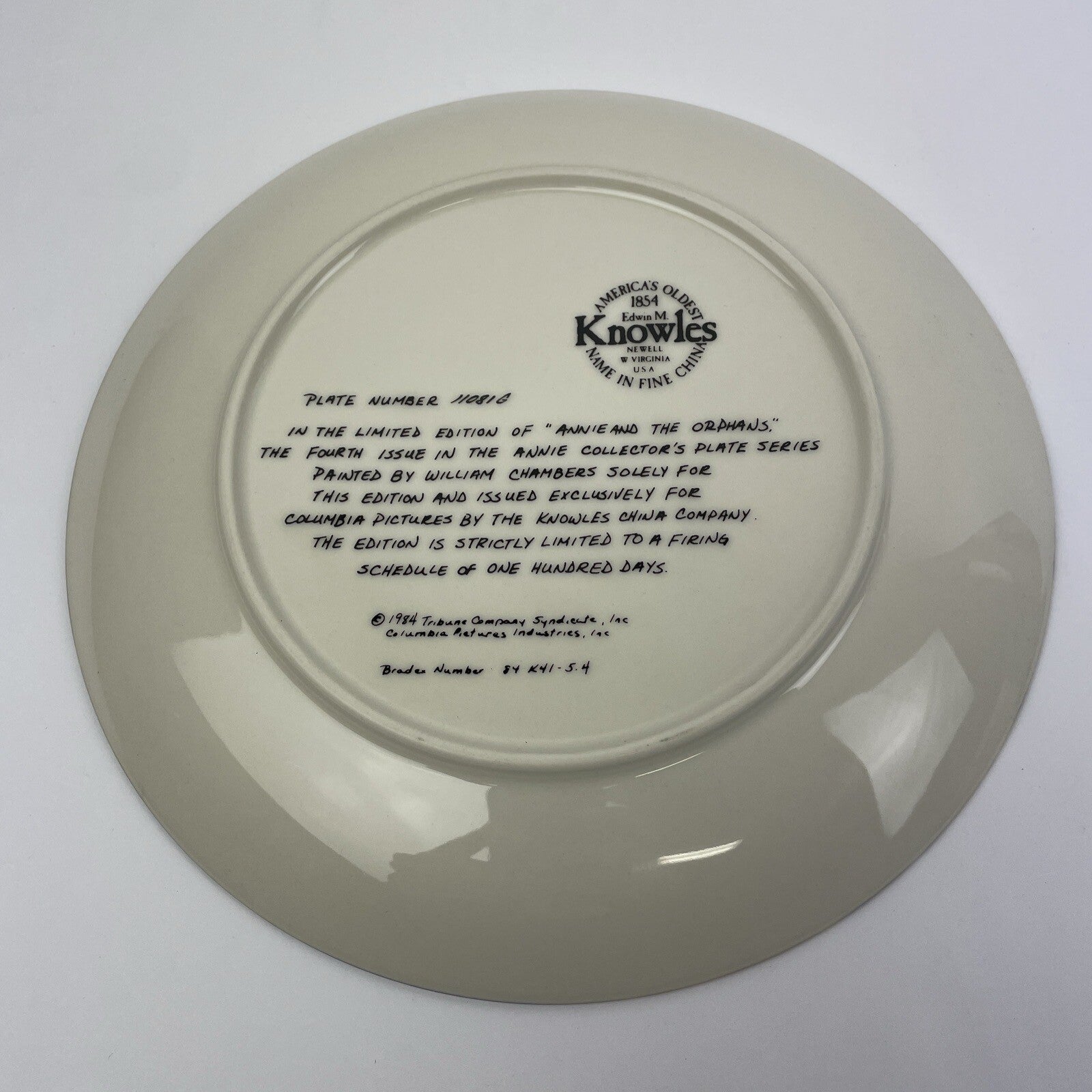 Annie and the Orphans Collector Plate by Edwin M. Knowles 1984 Number 11081 G