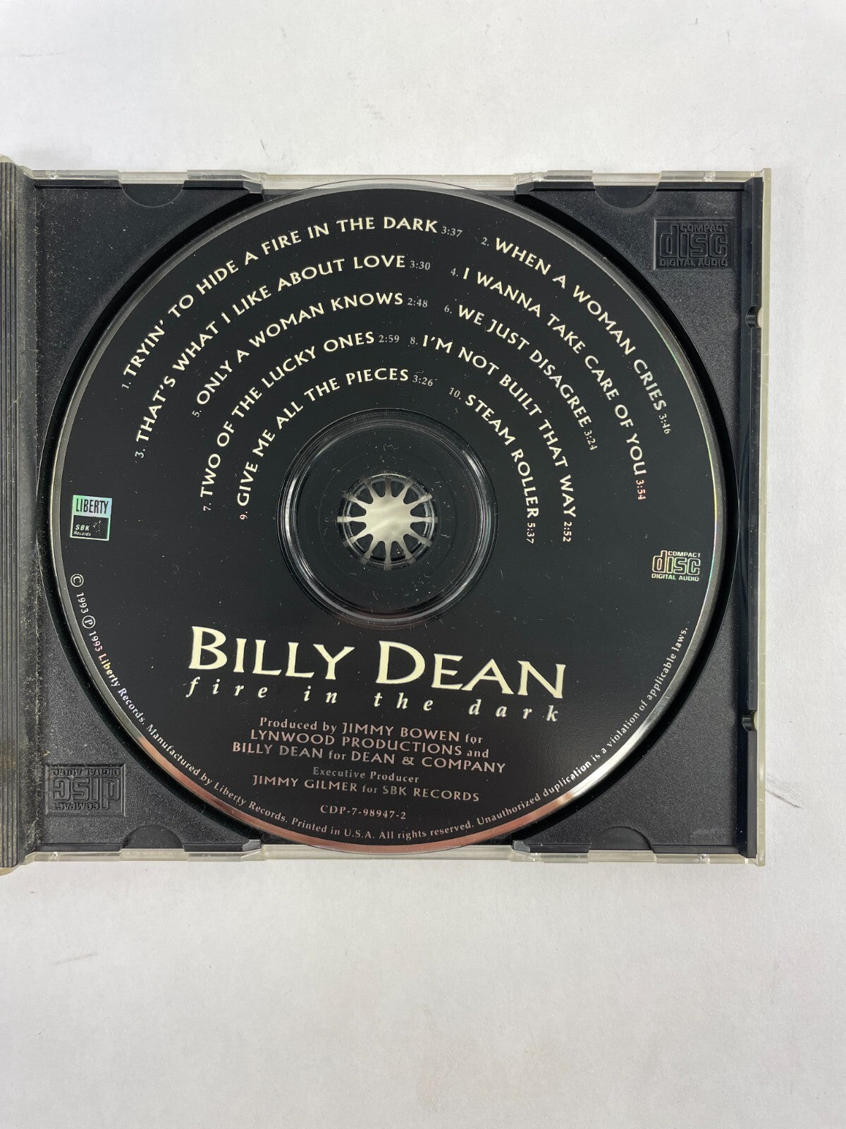 Billy Dean Fire In The Dark Tryin' To Hide A Fire In The Dark When A Woman CD#72