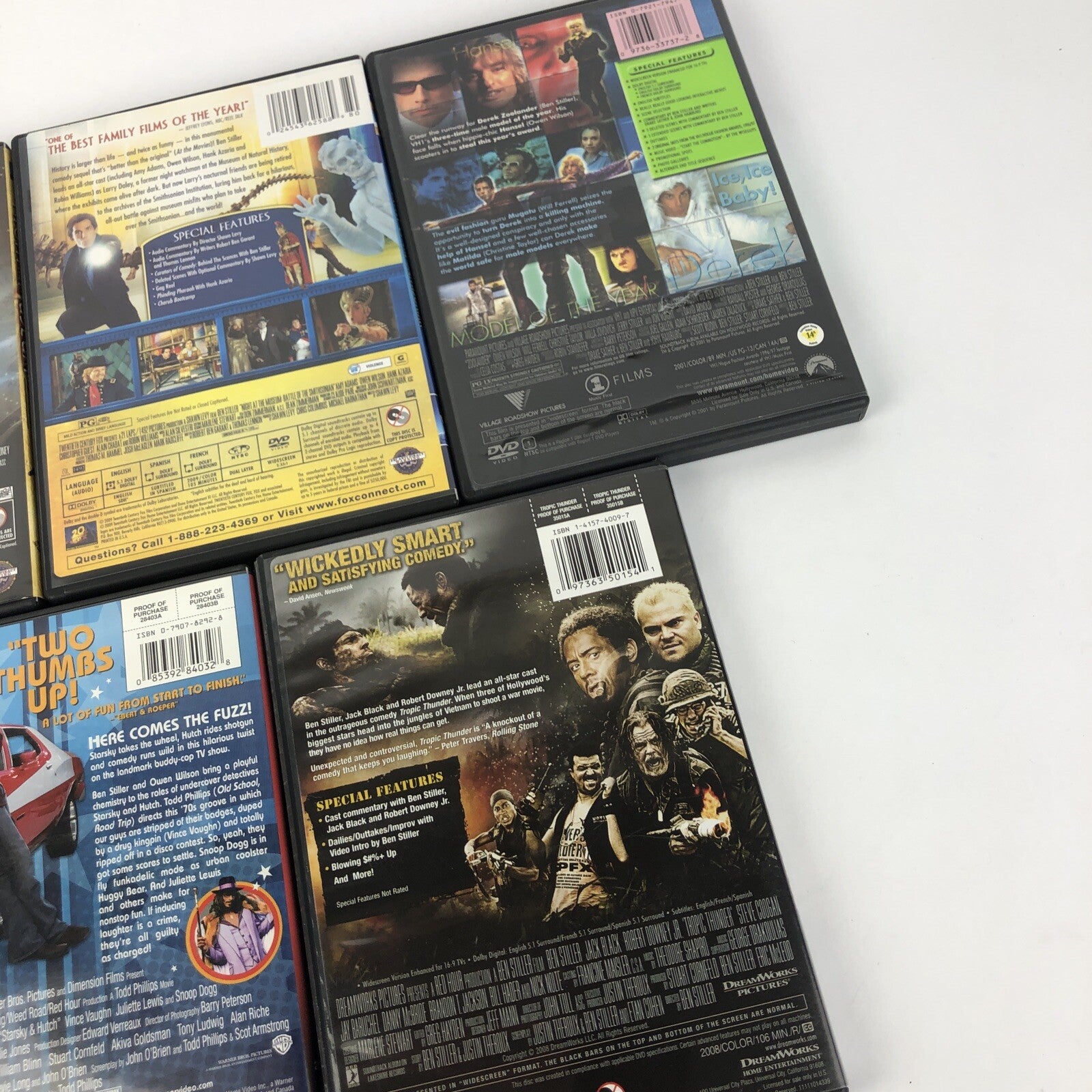 Ben Stiller - Lot of 5 DVDs, ZOOLANDER * Tropic Thunder * Starsky & Hutch ++