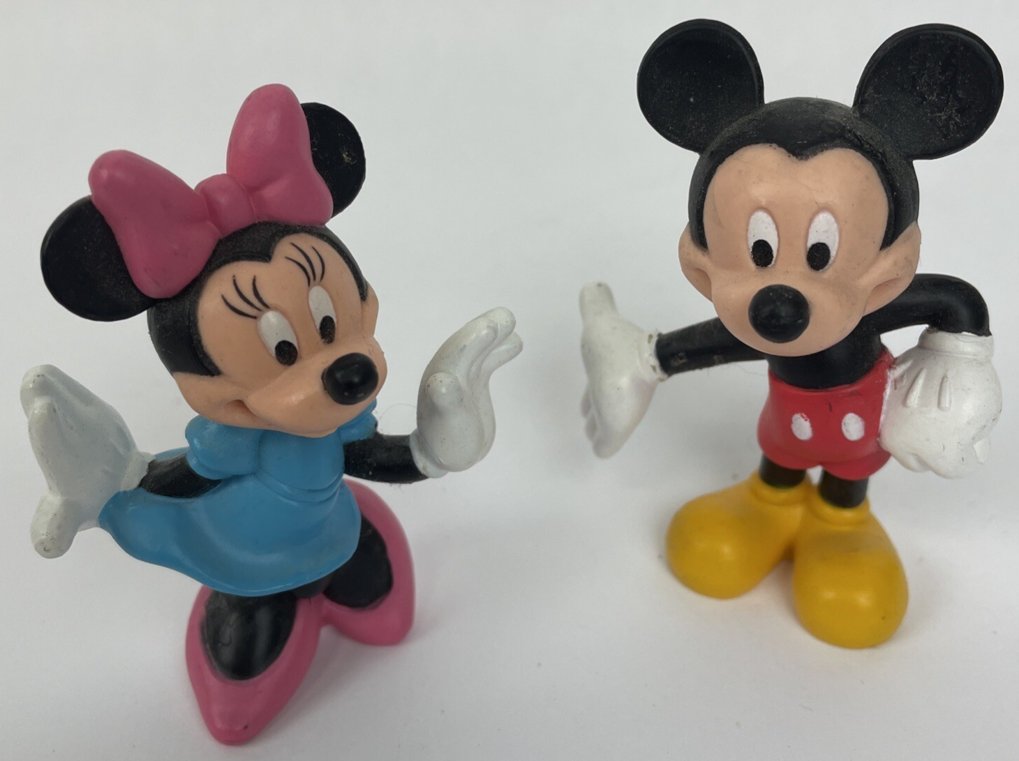 Vintage Disney Mini Figures Figurine Cake Toppers Minnie Mouse & Mickey Mouse 3"