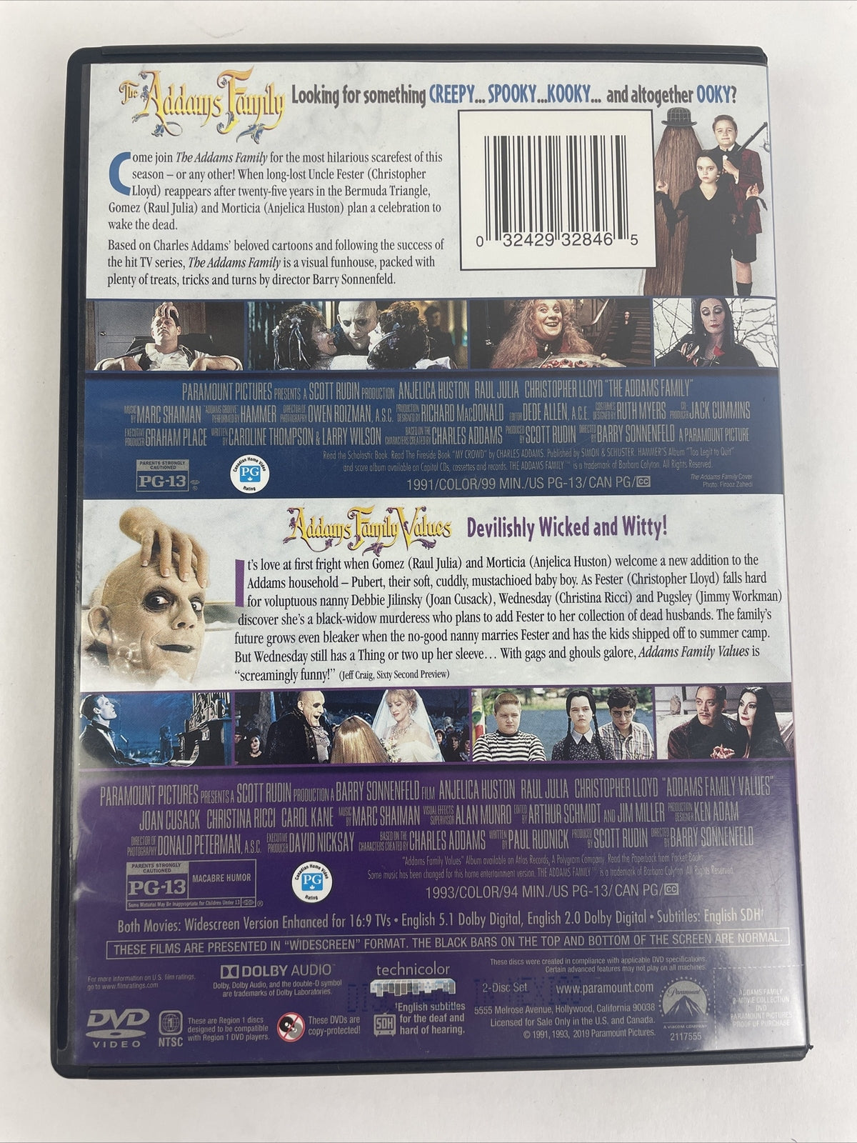 The Addams Family / Addams Family Values 2 Double Feature Movie Collection LOOK