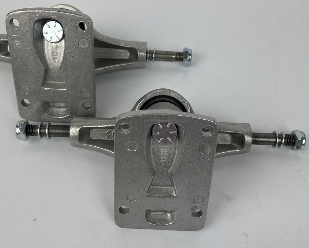 Bullet 120mm skateboard trucks with 7.2-inch axles for 7.0 to 7.5-inch decks by NHS.