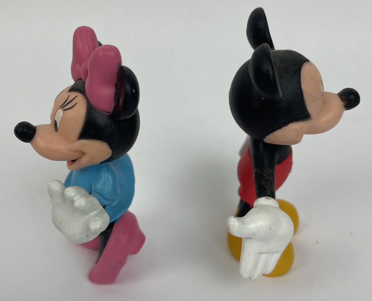 Vintage Disney Mini Figures Figurine Cake Toppers Minnie Mouse & Mickey Mouse 3"
