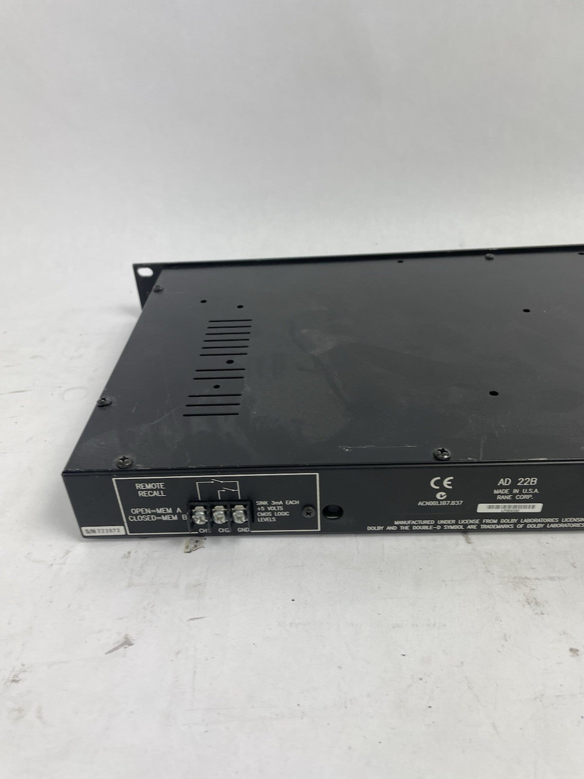 Rane AD22B - Rack Mount Dolby Time Link Digital Delay No PSU