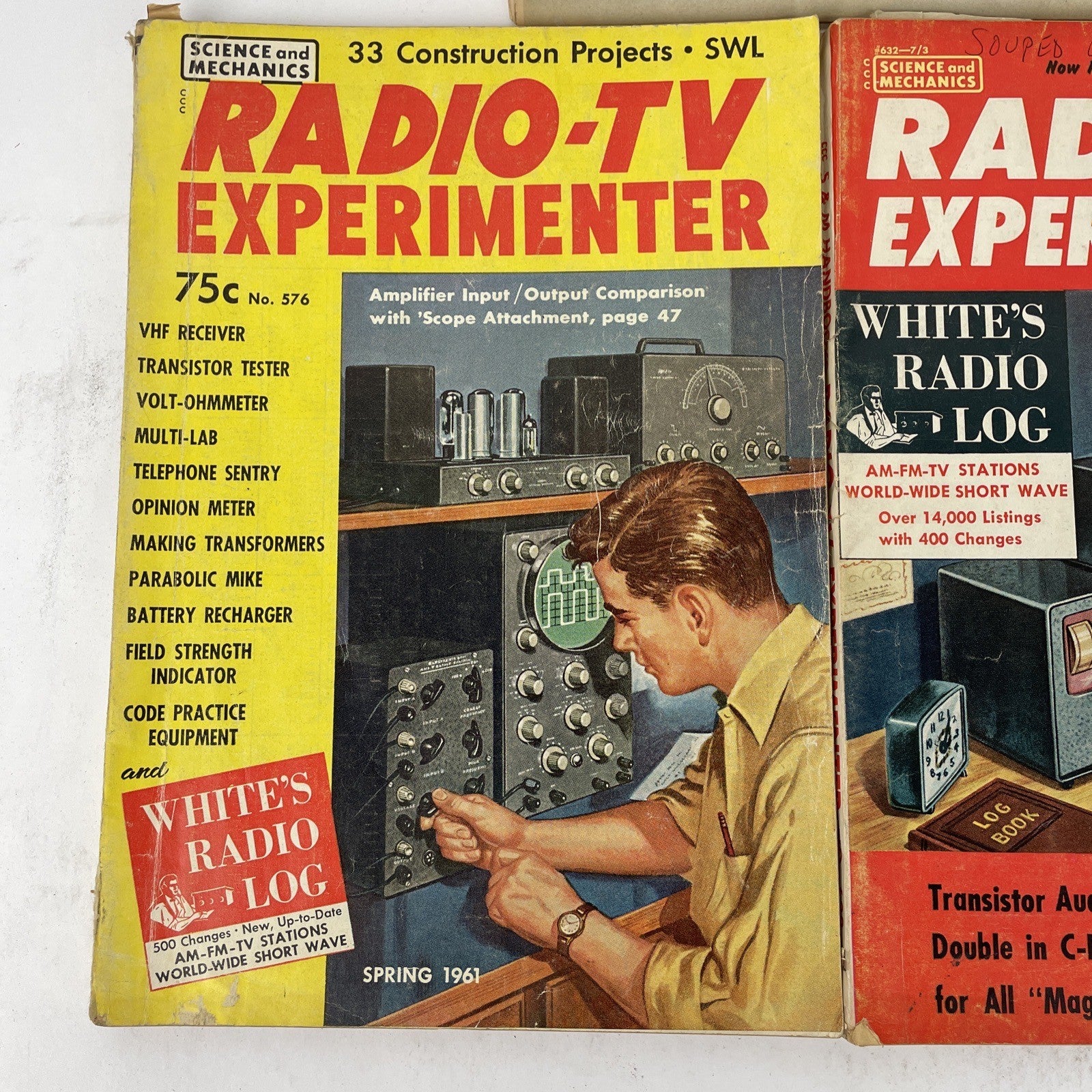 Lot of 5 x 1960's Radio-TV Experimenter Magazine Lot by Science and Mechanics