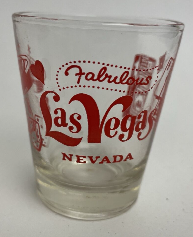 VINTAGE "WELCOME TO" FABULOUS LAS VEGAS SIGN, SHOT GLASS, DICE, CHIPS, CASINO