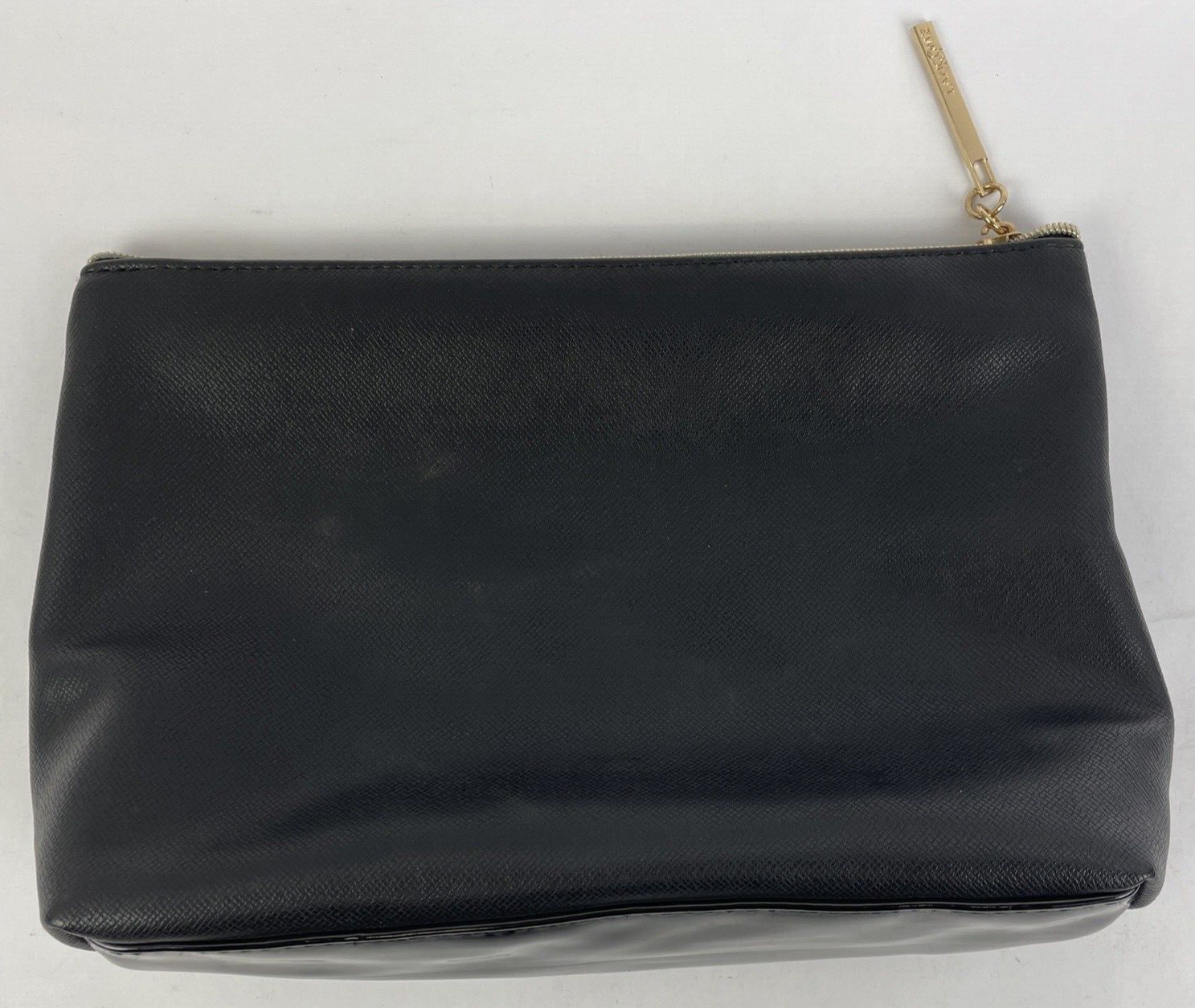 Lancome Paris Runway Black Clutch Beauty Gold Zip Bag Cosmetic Makeup Carry Case