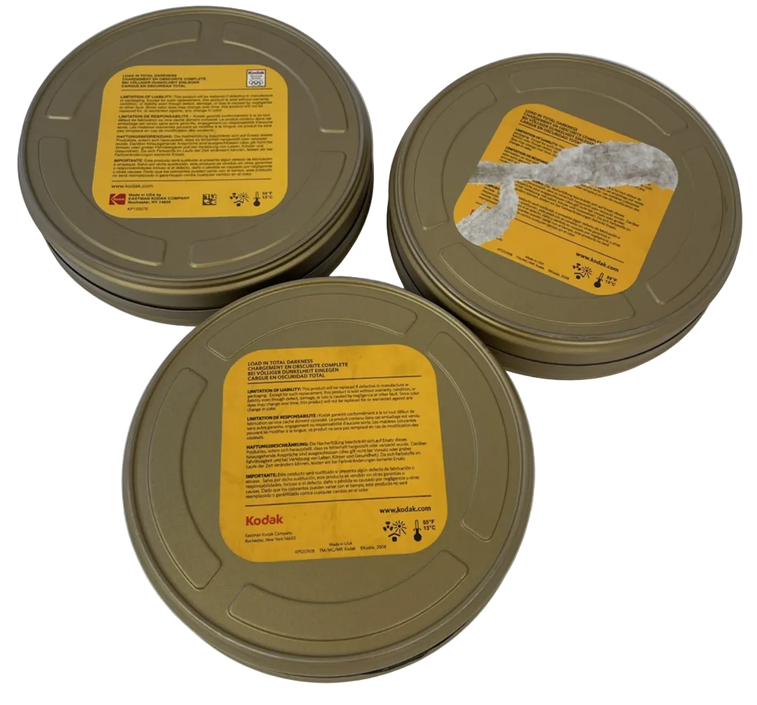 Lot of 3 x Eastman Kodak Vision 400ft•122m 35mm Film Canisters - CANISTERS ONLY