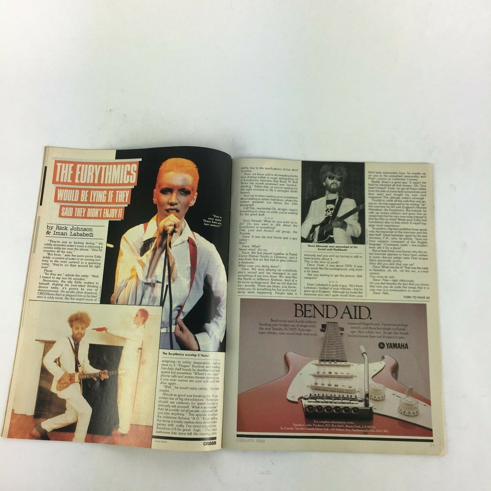 February 1984 Creem Music Magazine Mick Jagger Eurythmics Motley Crue Alan Vega