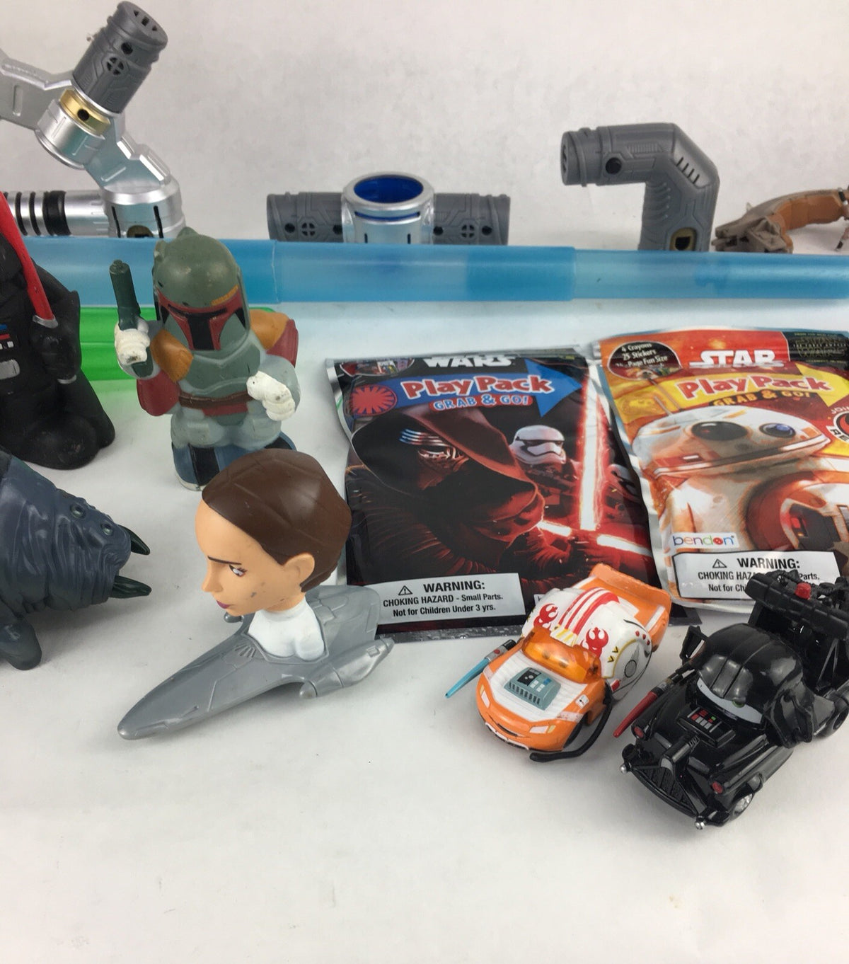 Huge Star Wars Lot of 25 Assorted Figures Weapons and Promo Items - LOOK