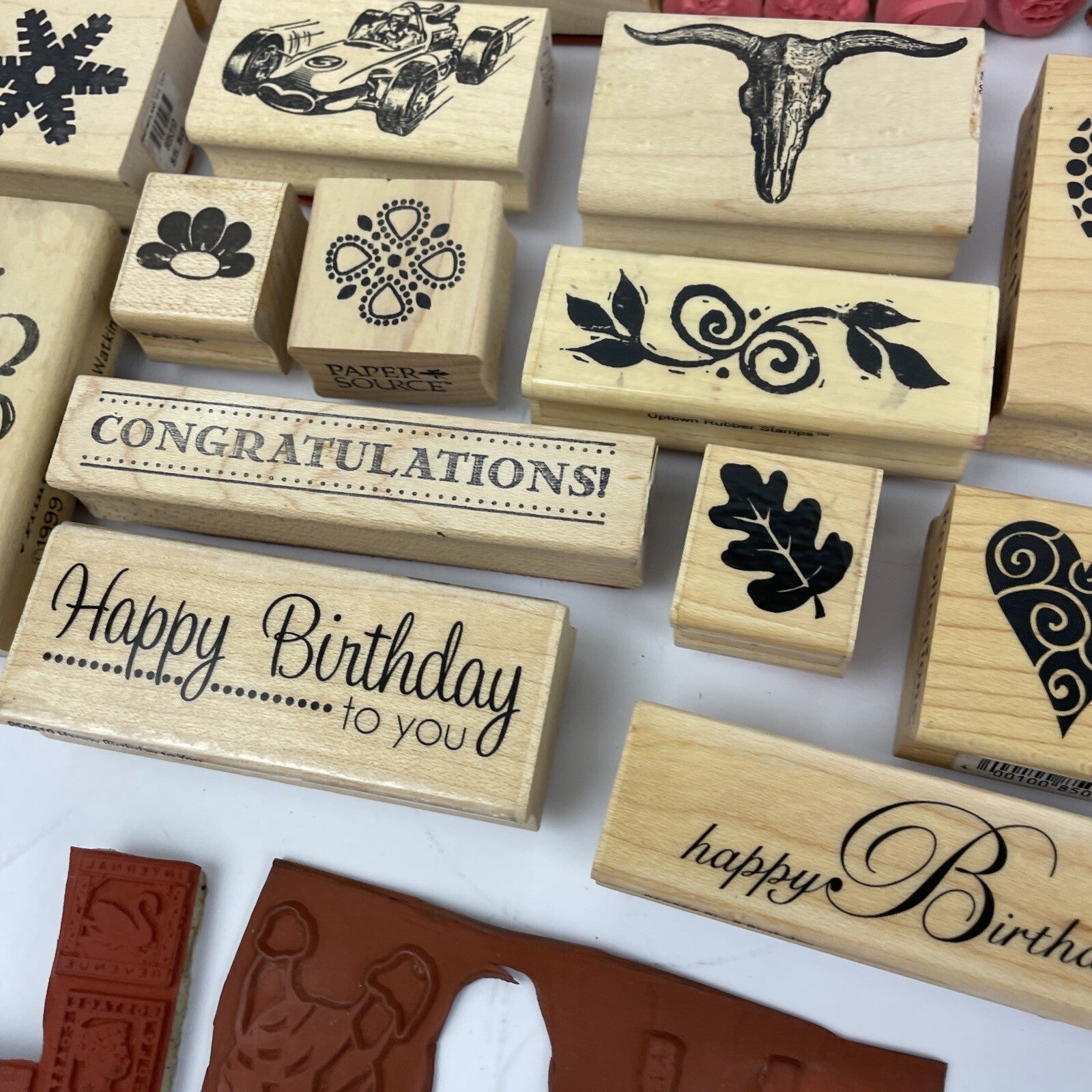 Rubber Stamp Lot SANTA Flowers Christmas DOG Paw Words Scrapbook Paper New Used