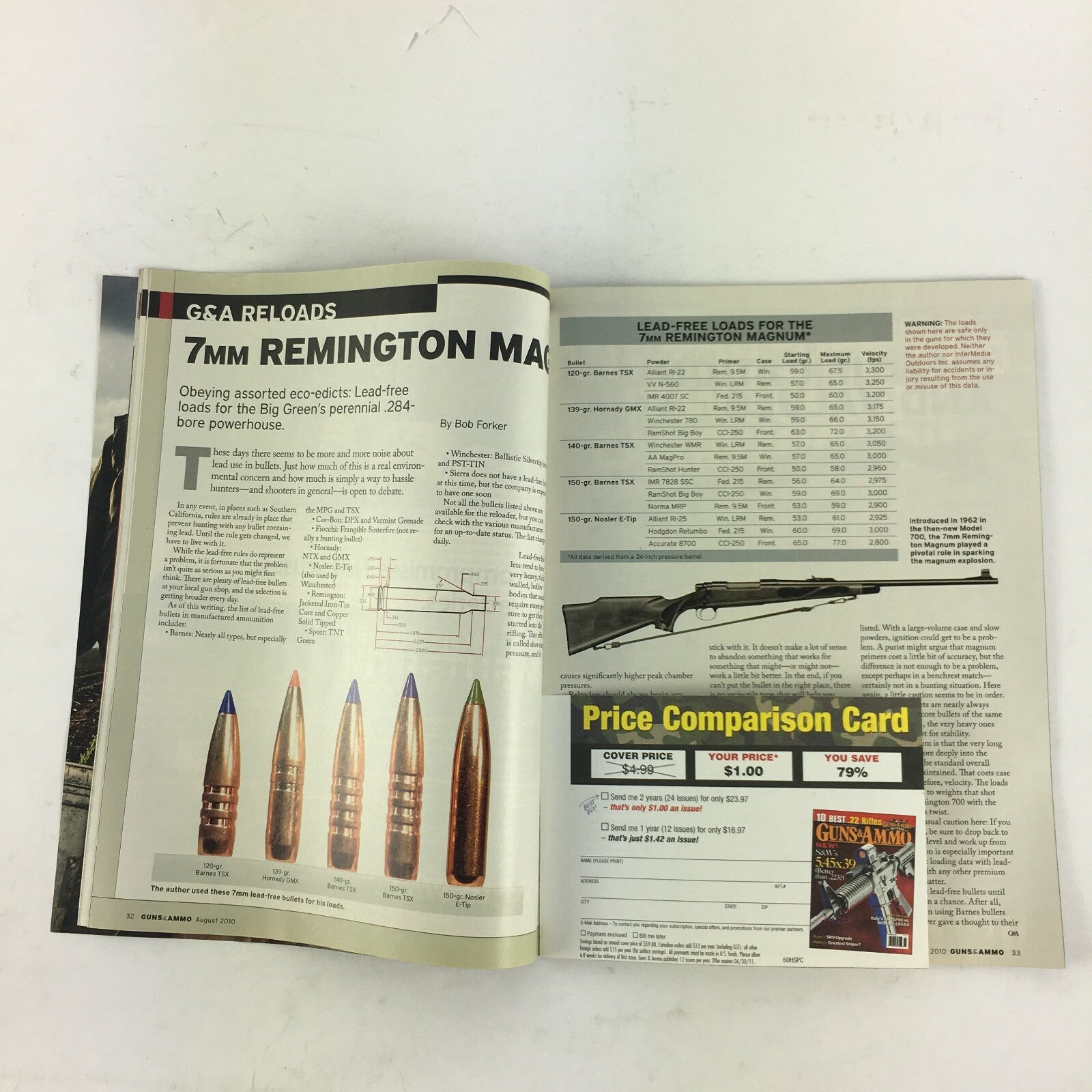August 2010 Guns & Ammo Magazine More Bore!.45 XDM Warp-Speed Rimfire .22 Pistol