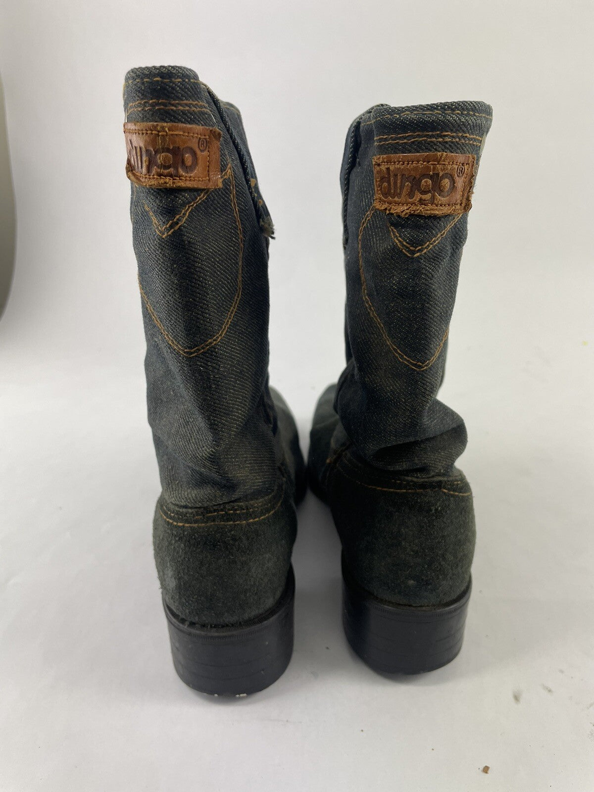DINGO vintage blue deim and suede western boots 5.5 D USA women