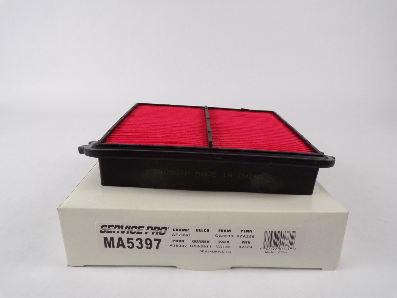 ServicePro MA5397 engine air filter OEM replacement panel air filter replacing Wix 42564 and Champ AF7990 for automotive engine protection.