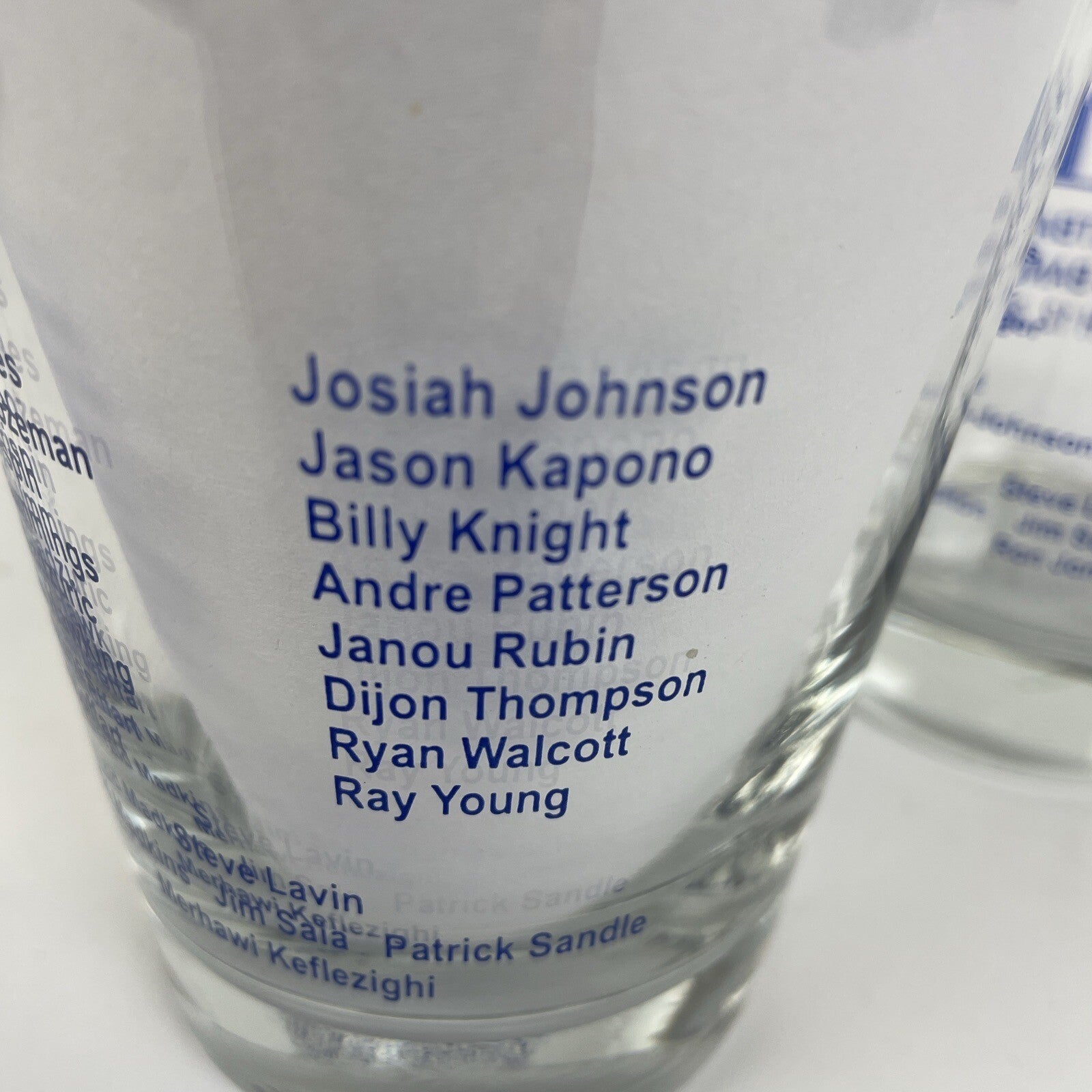 Set of three UCLA Bruins Basketball Awards Banquet highball glasses from 2000, 2001, and 2002.