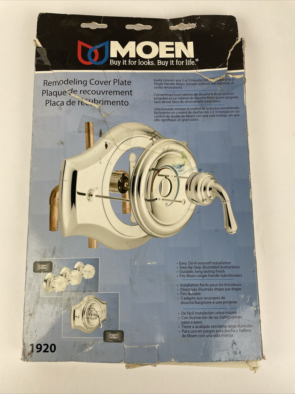 Moen 1920 Remodeling Cover Plate for 2 and 3 Handle Tub - Chrome OPEN BOX