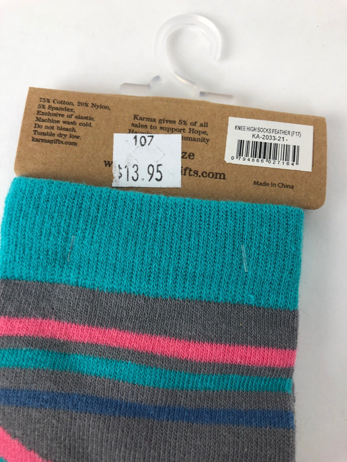 NWT KARMA Knee High Pastel Feather Socks OSFA - Fast Free Shipping