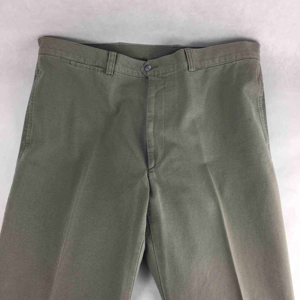 Overland Mens Dress Pants Beige Flat Front Pockets Cotton Trousers 48 34 x 35