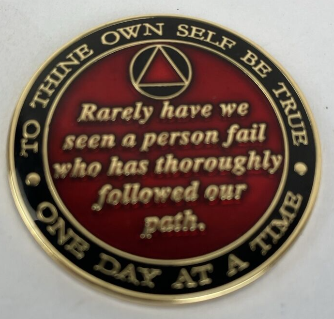 Alcoholics Anonymous 24 Hrs + 1 Year Bill W Dr Bob Recovery Coin Medallion AA