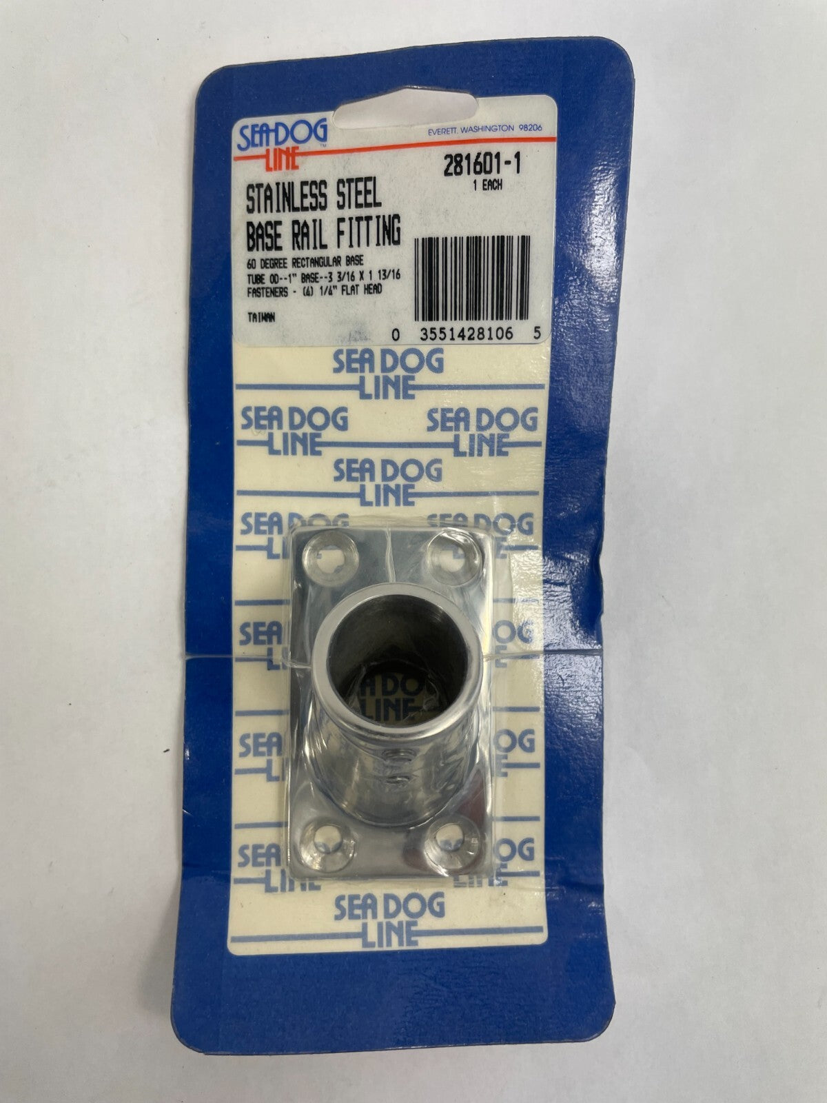 Seadog Line Stainless Steel Base Rail Fitting 60 Degree Rectangular Base